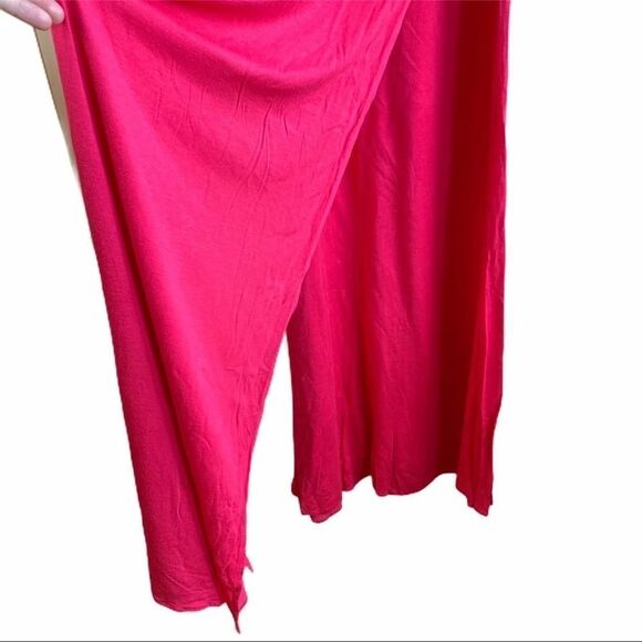 Armani Exchange Solid Pink V Neck Sleeveless Cotton Blend Maxi Dress Size M - Picture 2 of 8